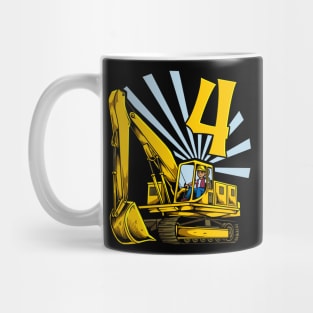 Excavator 4 year old birthday Mug